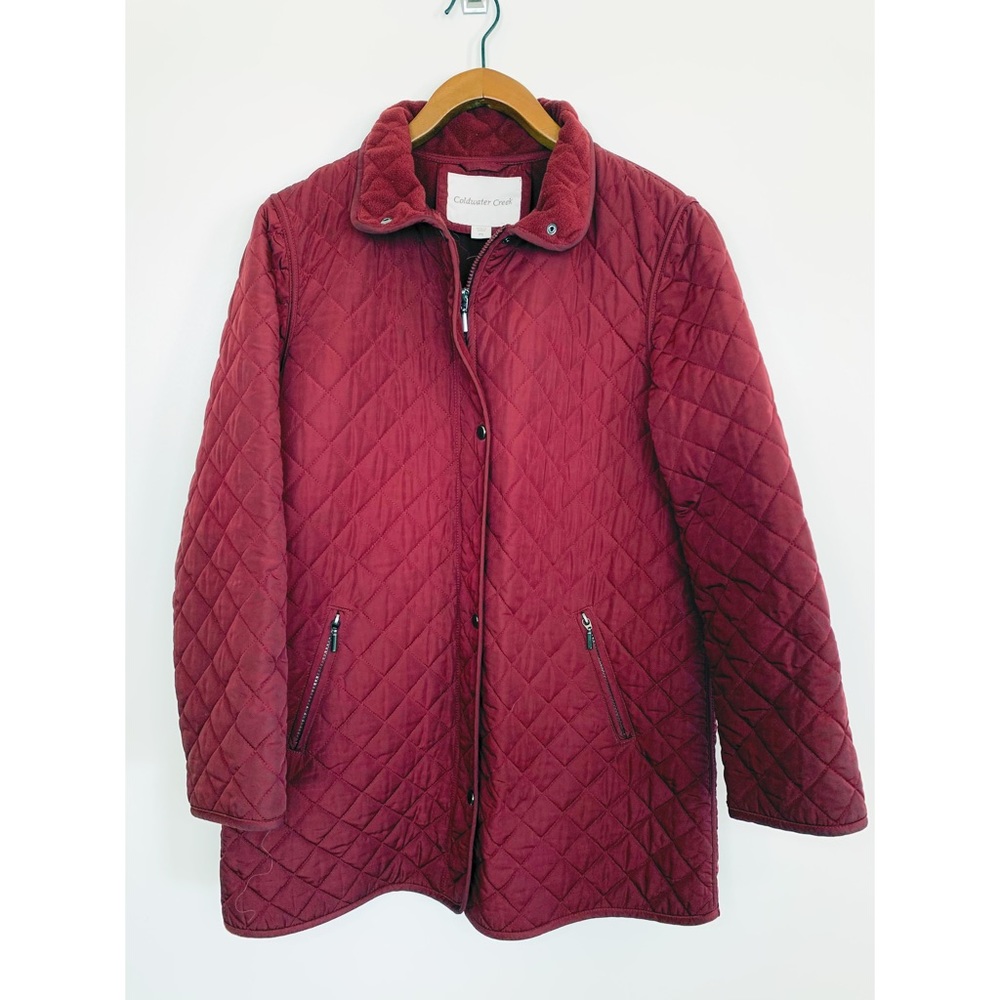 Coldwater Creek Quilted Car Coat, Red/WIne, Size PS